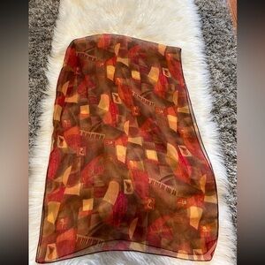 Brown & Red Abstract Print Scarf